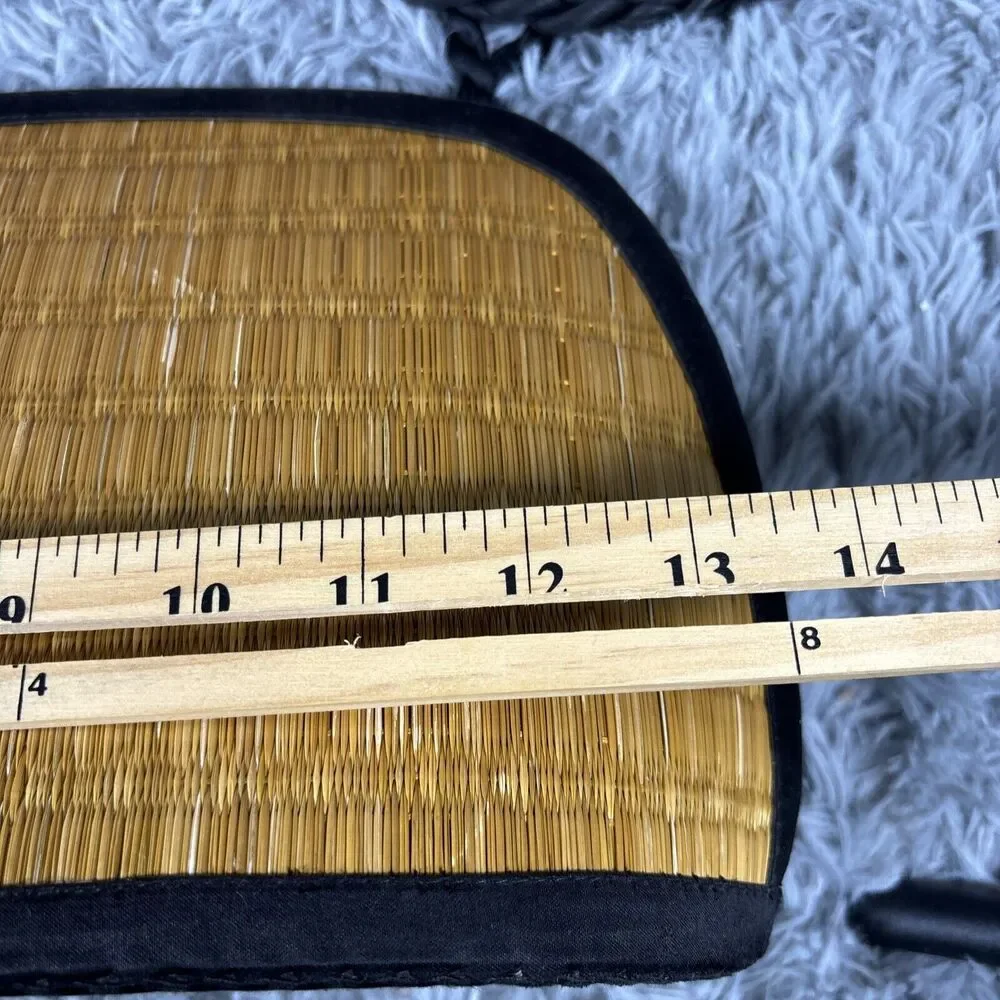 Sea Grass Woven Purse Saraye Tatami‎ Beige Green Straw Satchel Zipper Clamshell